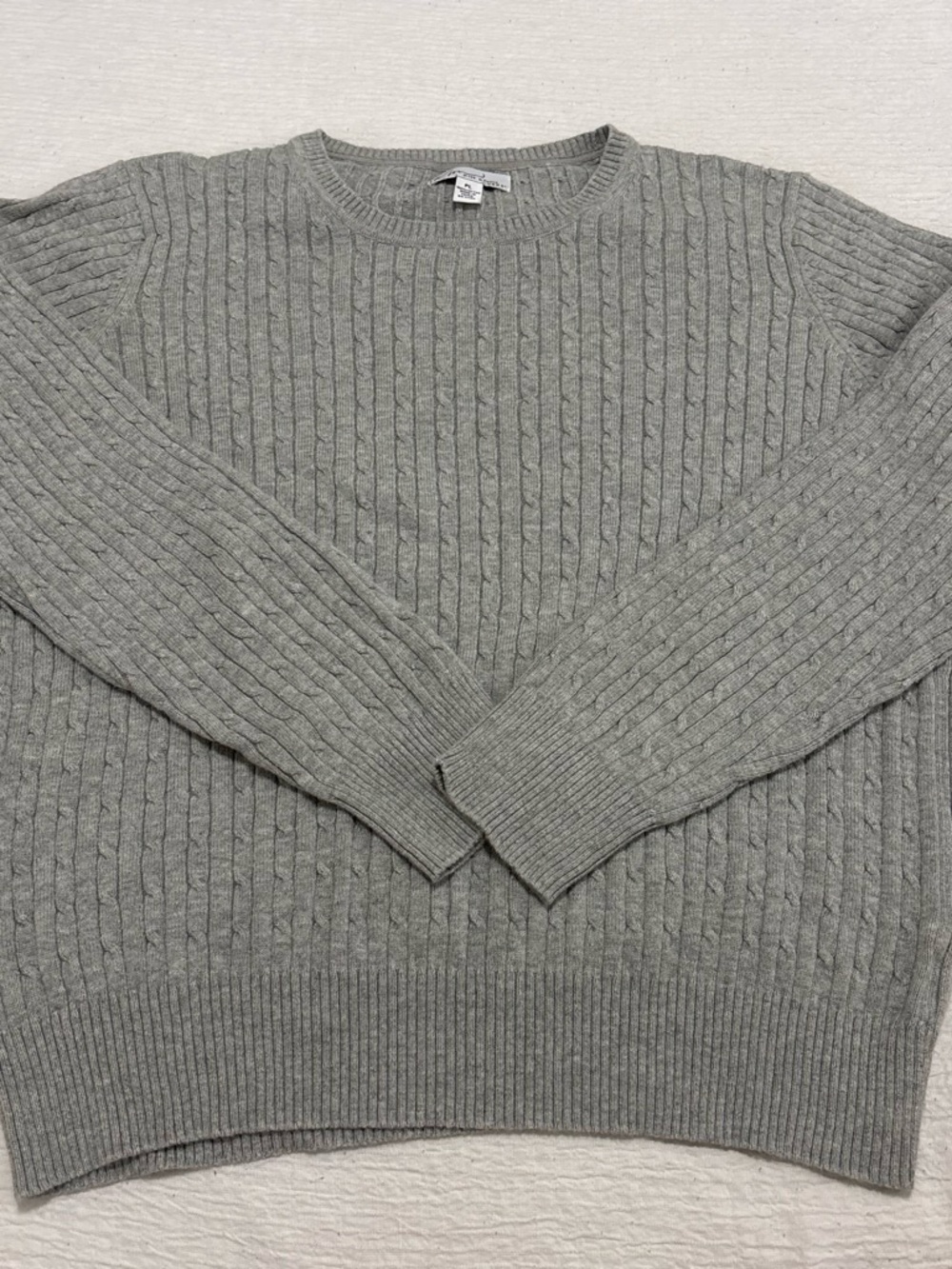 Kim Rogers Light Gray Cable Knit V-Neck Sweater
